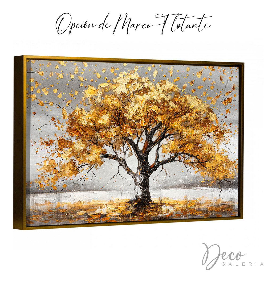 Foto 2 | Cuadro Árbol Dorado Flores Blancas Hd Canvas Grueso 110x70cm