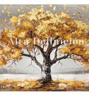 Foto 3 | Cuadro Árbol Dorado Flores Blancas Hd Canvas Grueso 110x70cm