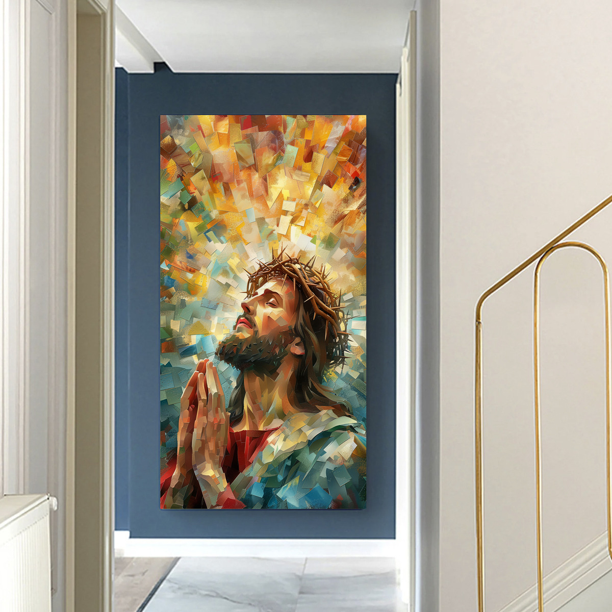 Foto 3 pulgar | Cuadro Canvas Jesús Cristo Estilo Oleo Colores Arte Religios
