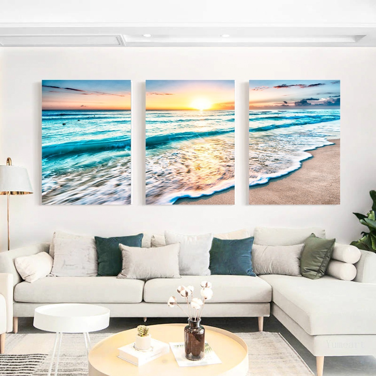 Foto 2 | Cuadro Canvas Paisaje Moderno Mar Playa Azul Opción Marco Color Multicolor Armazón Bastidor
