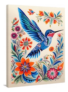 Foto 1 | Cuadro Colibrí Arte Mexicano Colorido Canvas Con Bastidor Color Colibrí Mexicano