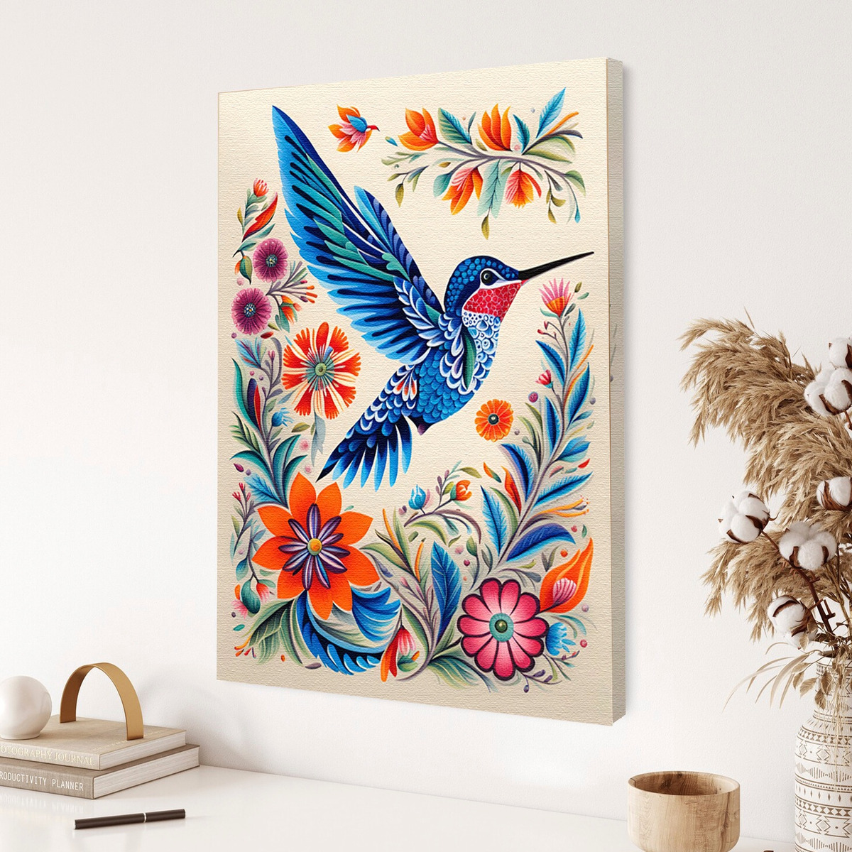 Foto 3 pulgar | Cuadro Colibrí Arte Mexicano Colorido Canvas Con Bastidor Color Colibrí Mexicano