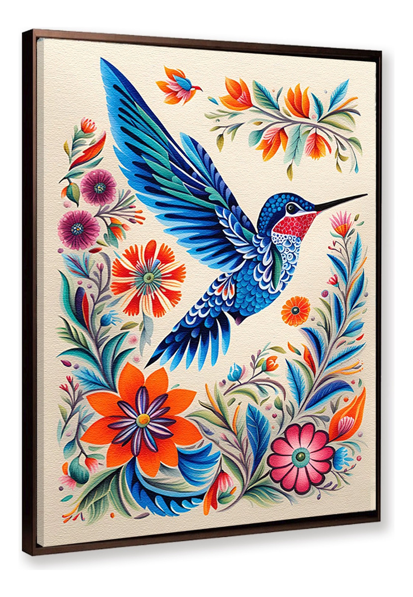 Foto 5 pulgar | Cuadro Colibrí Arte Mexicano Colorido Canvas Con Bastidor Color Colibrí Mexicano