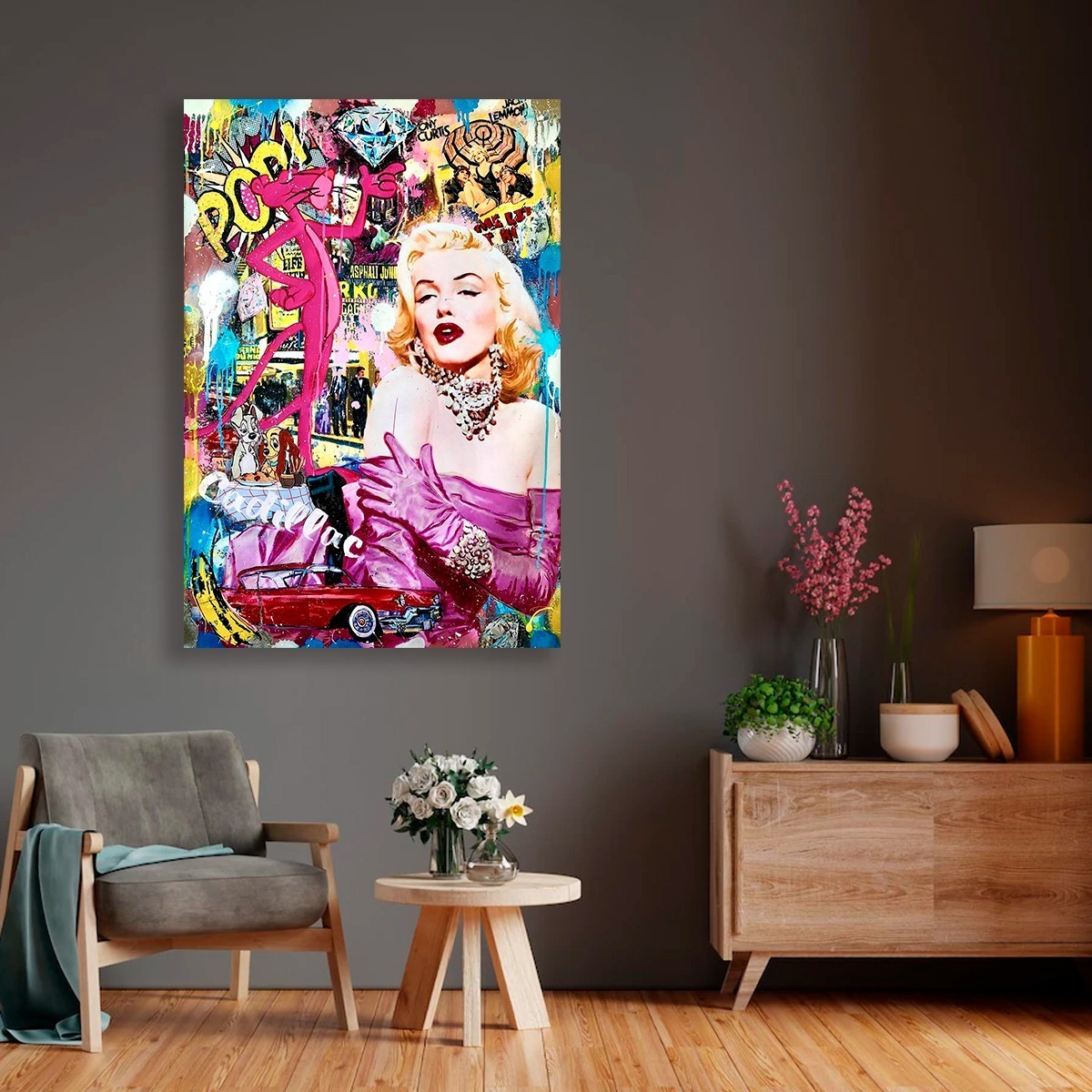 Foto 4 pulgar | Cuadro Decorativo Marilyn Monroe Grafiti Para Estética Sala