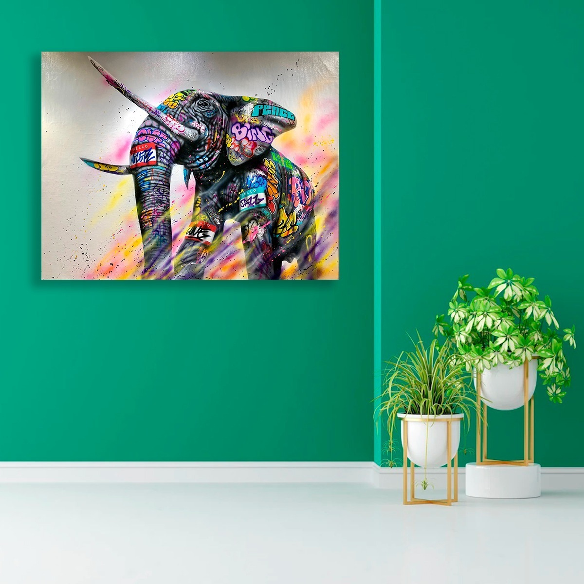 Foto 4 pulgar | Cuadro Decorativo Elefante Grafiti Moderno Elegante Sala Rec
