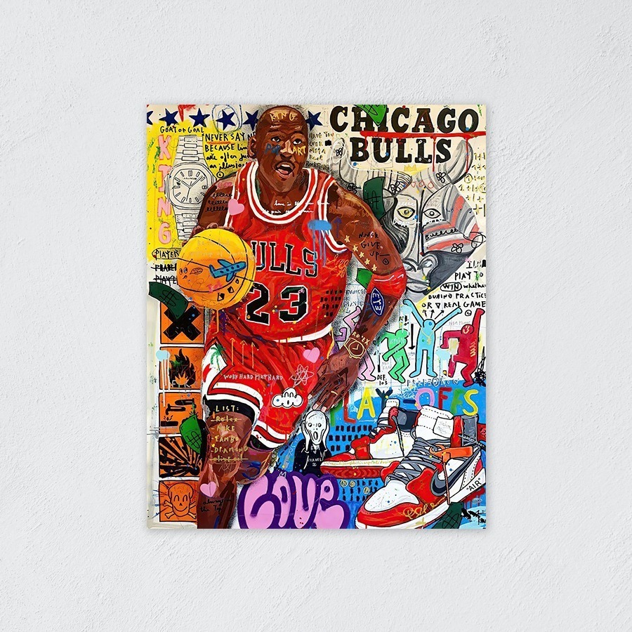Foto 6 pulgar | Cuadro Decorativo Alec Monopoly Michael Jordan, Graffiti