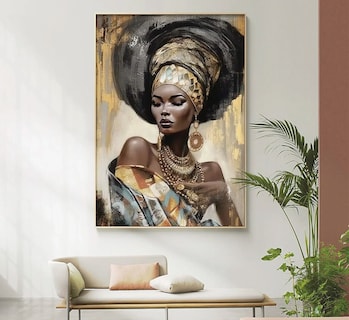 Foto 1 | Cuadro Mujer Africana Moderno En Canvas Opción De Marco Hd