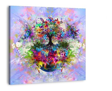 Foto 1 | Cuadro Moderno Canvas Abstracto Arbol De La Vida Colores