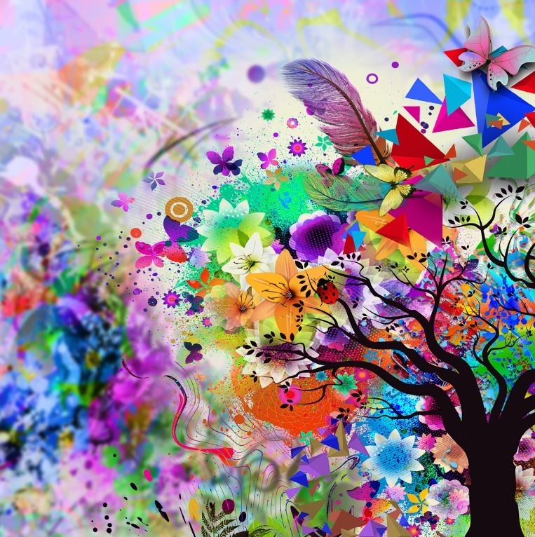 Foto 4 pulgar | Cuadro Moderno Canvas Abstracto Arbol De La Vida Colores