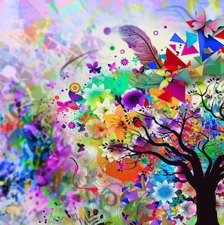 Foto 3 | Cuadro Moderno Canvas Abstracto Arbol De La Vida Colores