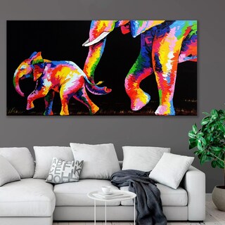 Foto 2 | Cuadro Elefantes En Lienzo Canvas Colores Moderno Tipo Oleo