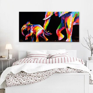 Foto 3 | Cuadro Elefantes En Lienzo Canvas Colores Moderno Tipo Oleo