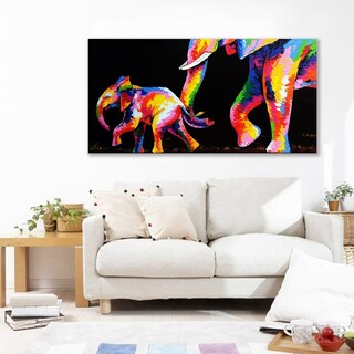 Foto 4 | Cuadro Elefantes En Lienzo Canvas Colores Moderno Tipo Oleo
