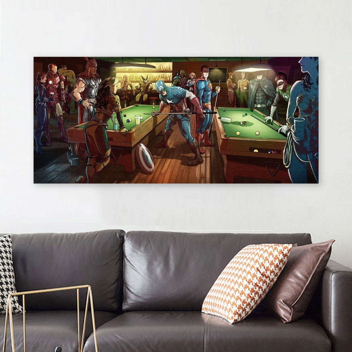 Foto 2 pulgar | Marvel Vs Dc Billar Cuadro Decorativo Canvas 4k Premium