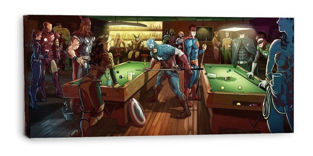 Foto 3 pulgar | Marvel Vs Dc Billar Cuadro Decorativo Canvas 4k Premium