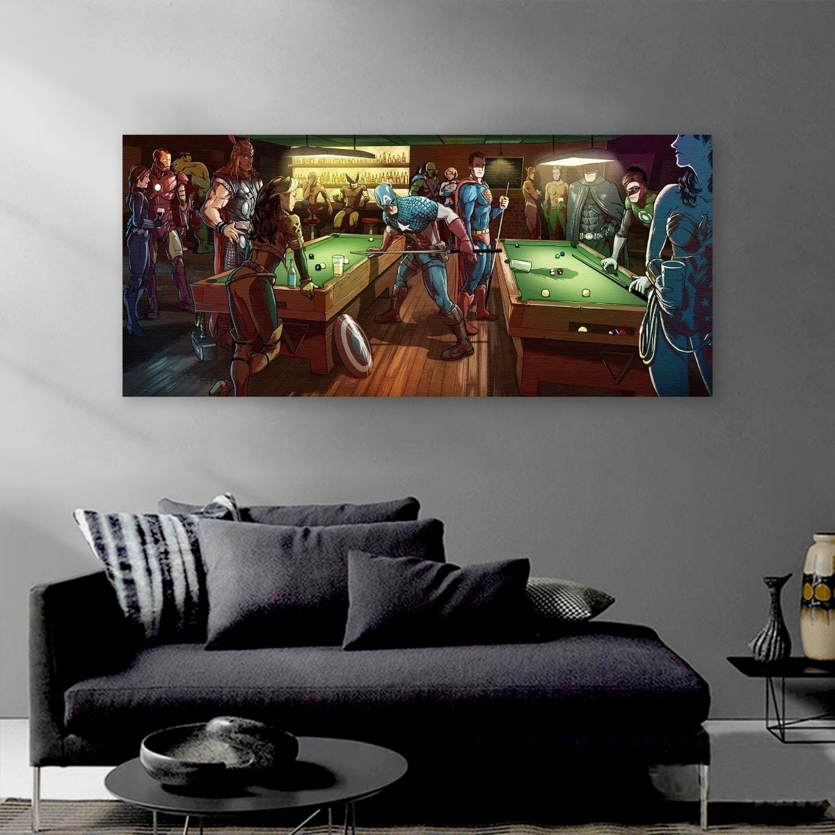 Foto 4 pulgar | Marvel Vs Dc Billar Cuadro Decorativo Canvas 4k Premium