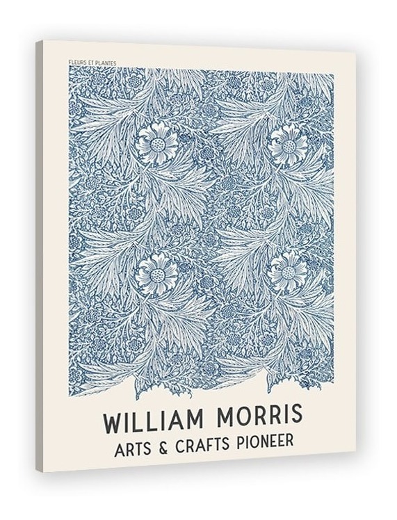 Foto 3 pulgar | Cuadro Canvas William Morris Flores Azules Vintage Print Armazón Bastidor De Madera