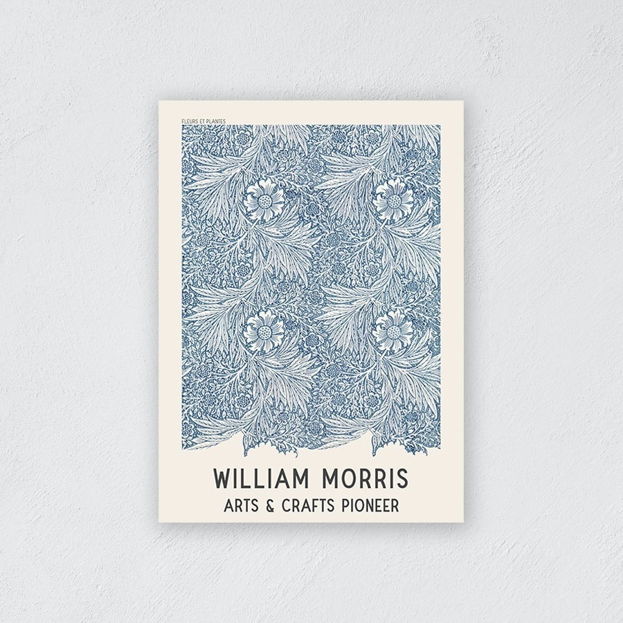 Foto 4 pulgar | Cuadro Canvas William Morris Flores Azules Vintage Print Armazón Bastidor De Madera