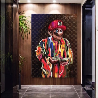 Foto 1 | Cuadro Mario Bros Money Graffiti Canvas Premium Pop 140x100