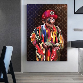 Foto 5 | Cuadro Mario Bros Money Graffiti Canvas Premium Pop 140x100