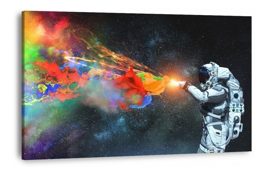 Cuadro Moderno Astronauta Colors Splash En Canvas Artistico Con Bastidor Estilo Galeria Impresión Hd Tintas Ecológicas