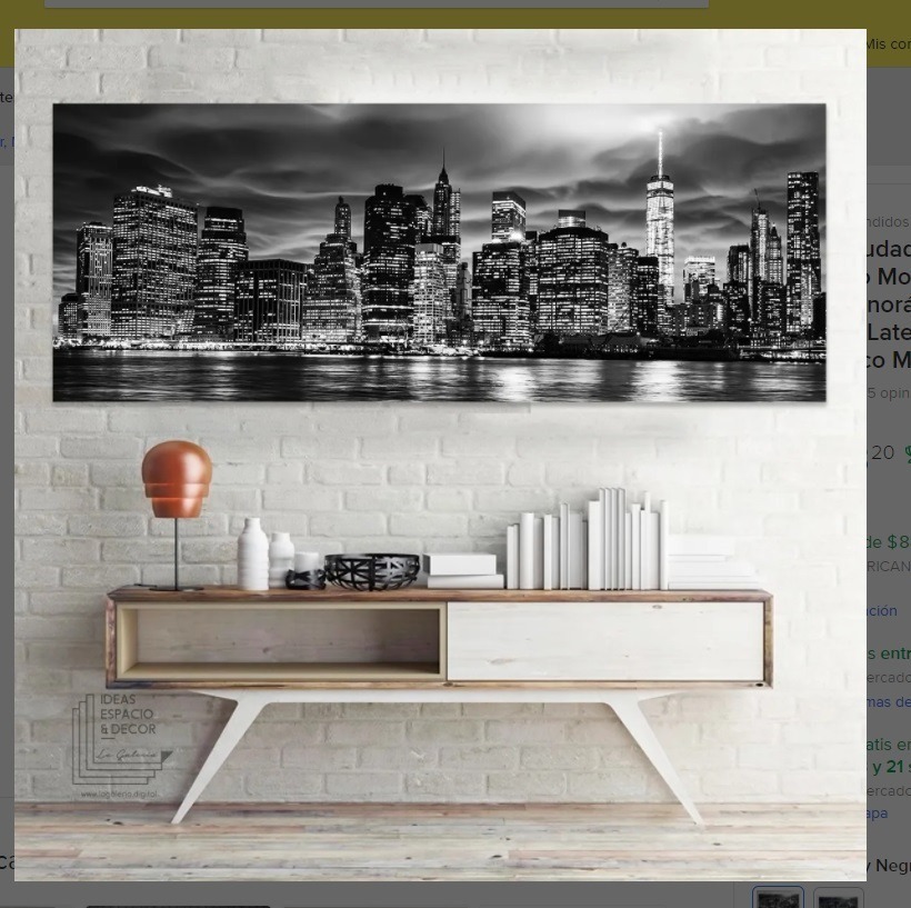 Cuadro Ciudad Nueva York Decorativo Moderno Canvas C/ Marco