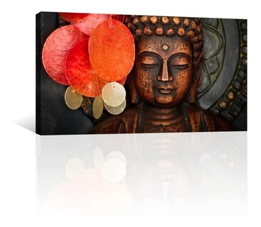 Foto 1 | Cuadro Buda Dorado Zen En Lienzo Canvas Montado En Bastidor Listo Para Colgar Materiales De Calidad