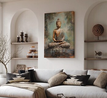 Foto 1 | Cuadros Buda Vintage Yoga Loto Zen En Marco Lienzo Canvas Color Serenity Armazón Bastidor