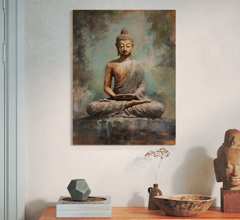 Foto 2 | Cuadros Buda Vintage Yoga Loto Zen En Marco Lienzo Canvas Color Serenity Armazón Bastidor