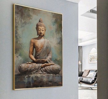 Foto 4 | Cuadros Buda Vintage Yoga Loto Zen En Marco Lienzo Canvas Color Serenity Armazón Bastidor