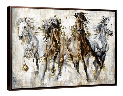 Foto 5 | Cuadro Para Sala Caballos Abstracto Tipo Oleo En Canvas