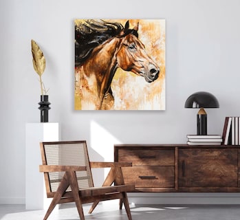 Foto 4 | Cuadro Pintura Caballos Moderno Estilo Oleo En Canvas