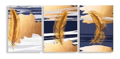 Foto 1 | Cuadros Plumas Dorado Moderna Canvas Grueso 40x55cm