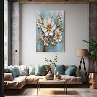 Foto 1 | Cuadro Decorativo Flores Colores Modernas En Canvas Artistico Con Bastidor Impresion Hd Materiales De Calidad