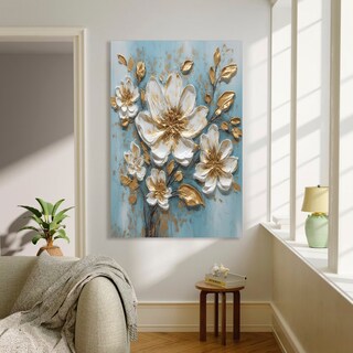 Foto 3 | Cuadro Decorativo Flores Colores Modernas En Canvas Artistico Con Bastidor Impresion Hd Materiales De Calidad