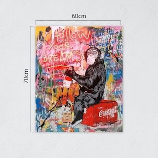 Foto 2 | Cuadro Decorativo Alec Monopoly Chango Graffiti Neon Color Rojo