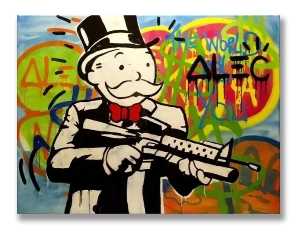 Foto 2 pulgar | Cuadros Alec Monopoly En Canvas Graffiti Art Urban Modernos