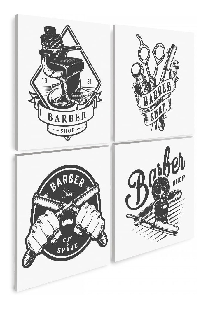 Foto 2 pulgar | Cuadros Para Barberia Salón Belleza Tipo Vintage En Canvas Color Negro