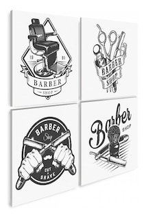 Foto 1 | Cuadros Para Barberia Salón Belleza Tipo Vintage En Canvas Color Negro