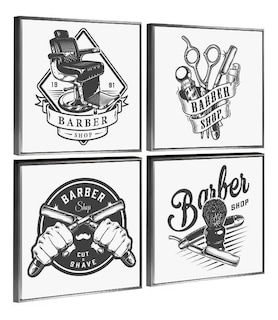 Foto 3 | Cuadros Para Barberia Salón Belleza Tipo Vintage En Canvas Color Negro