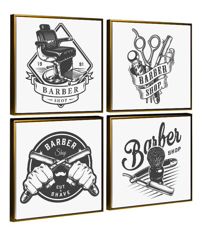 Foto 4 | Cuadros Para Barberia Salón Belleza Tipo Vintage En Canvas Color Negro