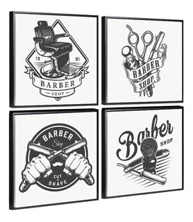 Foto 5 | Cuadros Para Barberia Salón Belleza Tipo Vintage En Canvas Color Negro