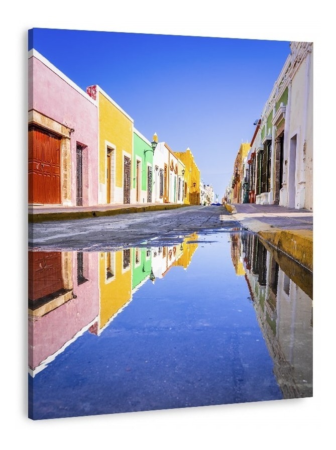 Foto 2 | Cuadro Decorativo México Pueblo Mágico Yucatán En Canvas Hd Color Multicolor Armazón Bastidor De Madera