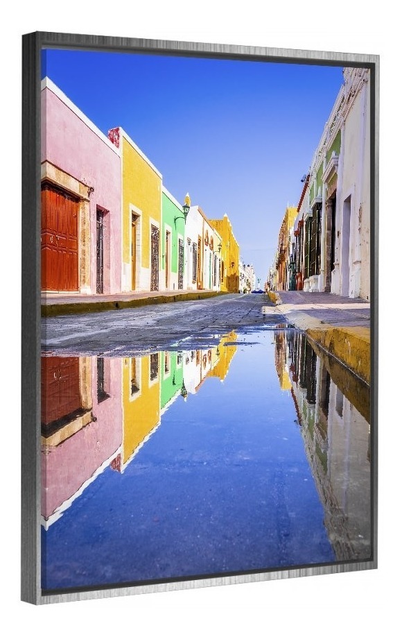 Foto 5 | Cuadro Decorativo México Pueblo Mágico Yucatán En Canvas Hd Color Multicolor Armazón Bastidor De Madera