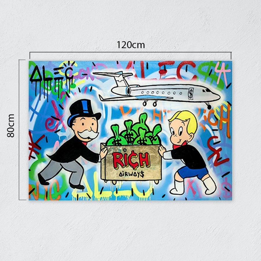 Foto 2 | Cuadro Decorativo Alec Monopoly Rich Airways Avión Jet