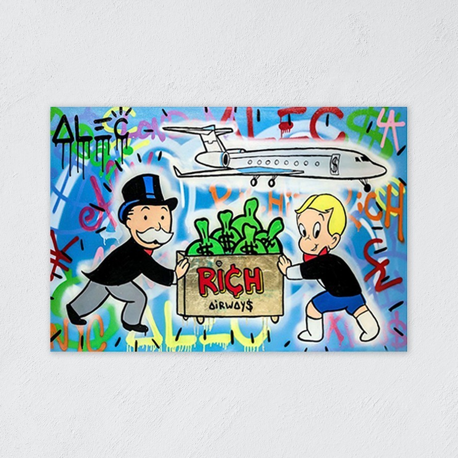 Foto 6 pulgar | Cuadro Decorativo Alec Monopoly Rich Airways Avión Jet