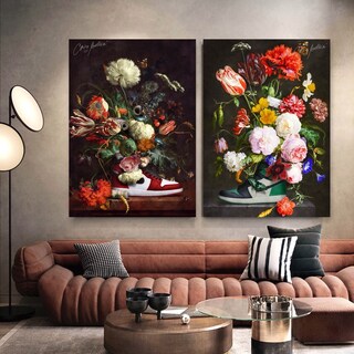 Foto 2 | Set 2 Cuadros Tenis Nike Floral Canvas Premium Nft New Art