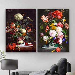 Foto 5 | Set 2 Cuadros Tenis Nike Floral Canvas Premium Nft New Art