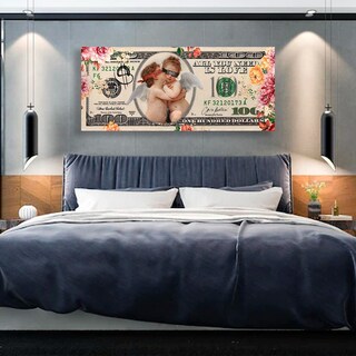 Foto 4 | Cuadro Dinero Grafiti Billete 100 Dólares Canvas 50x115cm Color Gaffiti Armazón Bastidor