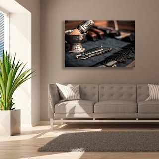 Foto 4 | Cuadro Barberia Navaja Vintage Canvas Grueso 80x120cm Color Multicolor Armazón Bastidor
